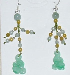 Boucle d`oreille jade bonheur