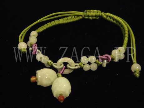 Bracelet jade fleurs de lotus