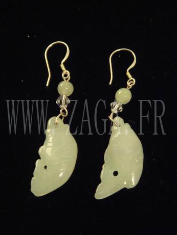 Boucles d`oreille jade poissons