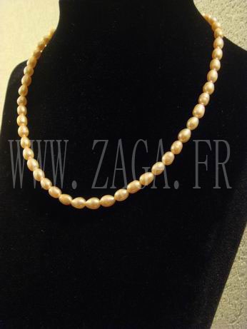 Collier perles de culture ovales roses 6-7mm