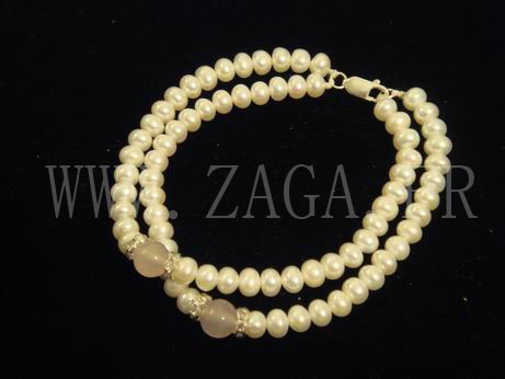 Bracelet perles de culture et quartz roses