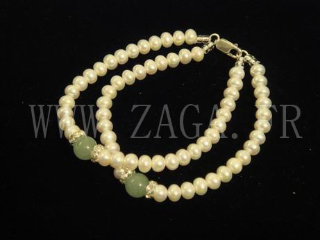 Bracelet perles de culture et jade