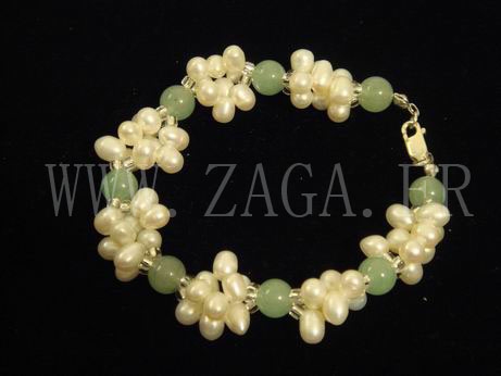 Bracelet perles de culture et jade