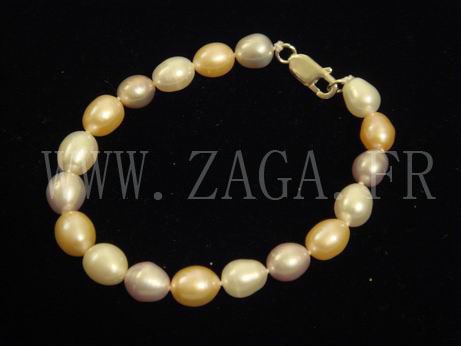 Bracelet perles de culture tricolores