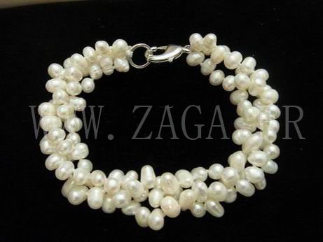 Bracelet perles de culture blanches torsadé