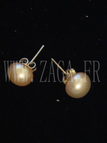 Boucles d`oreille perles de culture 8,5mm roses foncés