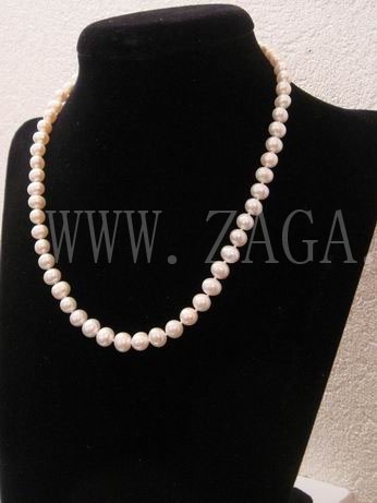 Collier classique blanc perles 7-8mm en forme de Goutte