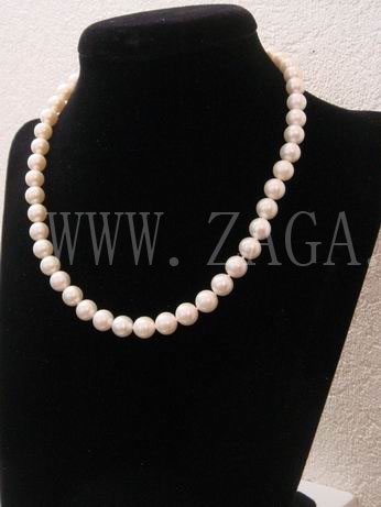 Collier classique blanc perles 9-10mm rondes