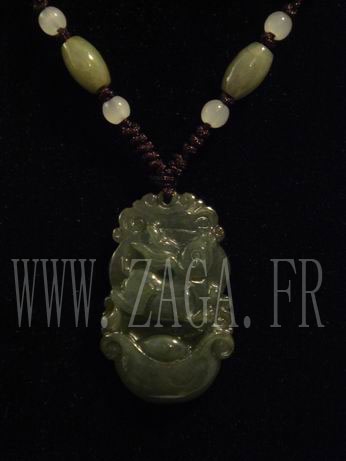 Collier jade signe chinois lapin
