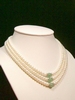 Collier perle d`eau douce 3 rangs avec perles de jade